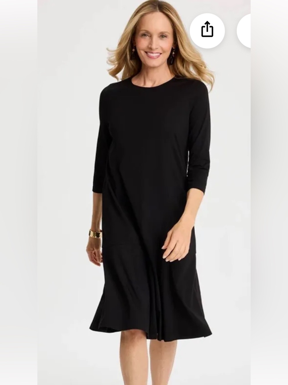 Chico's Black Midi Dress with 3/4 Sleeves